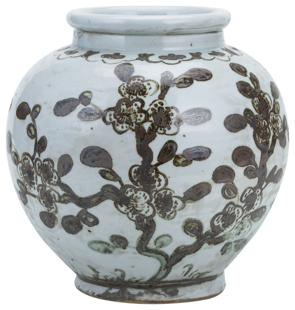 Rusty Brown Small Jar Plum Blossom