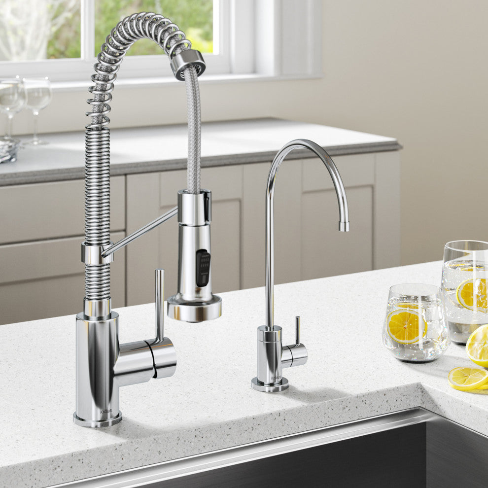 Purita Water Dispenser, Bolden Pulldown Kitchen Faucet, Chrome