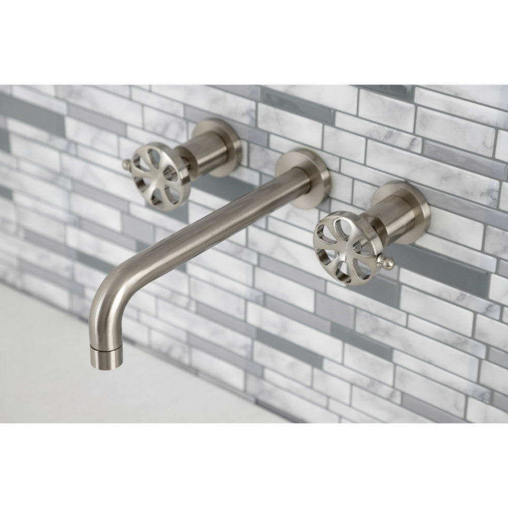 KS8028RX Two-Handle Wall Mount Tub Faucet, Brushed Nickel