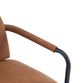 GDF Studio Modern Dining Chair With Iron Frame, Set of 2, Black/Reddish Brown
