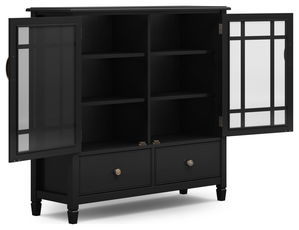 Connaught Solid Wood Tall Storage Cabinet, Black