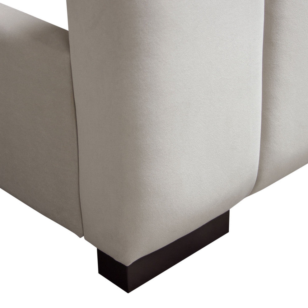 Venus Vertical Channel Tufted Eastern King Bed, Light Gray