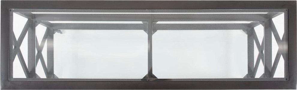 Sleek Doshi Rolling Console With Glass Shelves