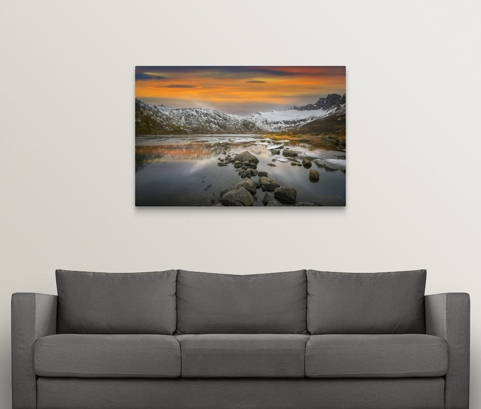 "Lofoten Warm Sunset" Wrapped Canvas Art Print, 48"x32"x1.5"