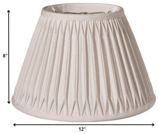 12" Cream Slanted Bell Smocked Paperback Shantung Lampshade