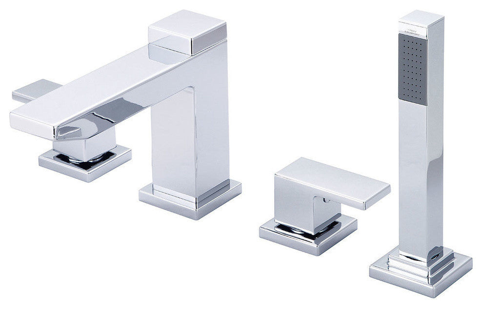 Two Handle Roman Tub Set With Handheld Showerhead, Polished Chrome