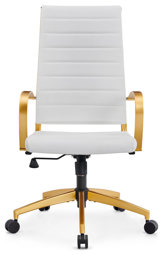 LUXMOD High Back Adjustable Swivel Computer Chair, Gold White