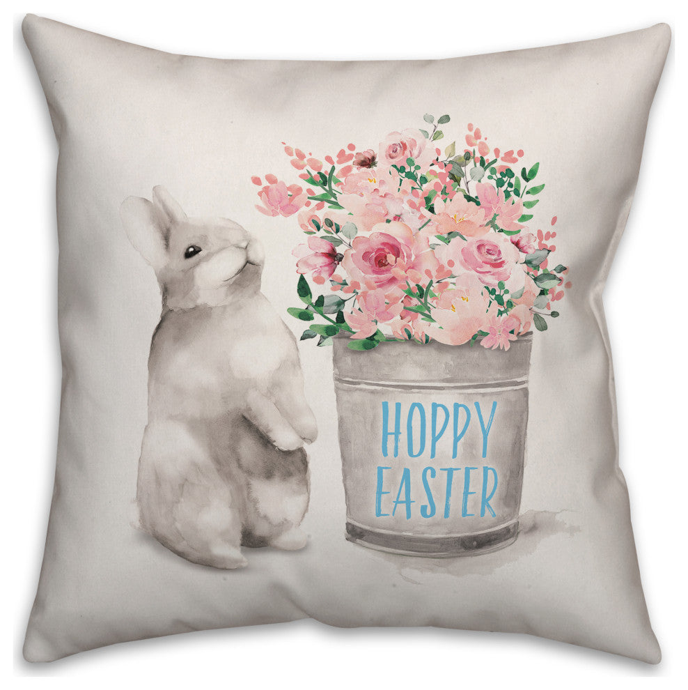 Hoppy Easter Bunny Bucket 18x18 Spun Poly Pillow