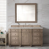 Bristol 60" Single Vanity, Whitewashed Walnut, Victorian Silver Quartz