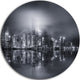 Hong Kong Black And White Panorama, Cityscape Disc Metal Artwork, 23"