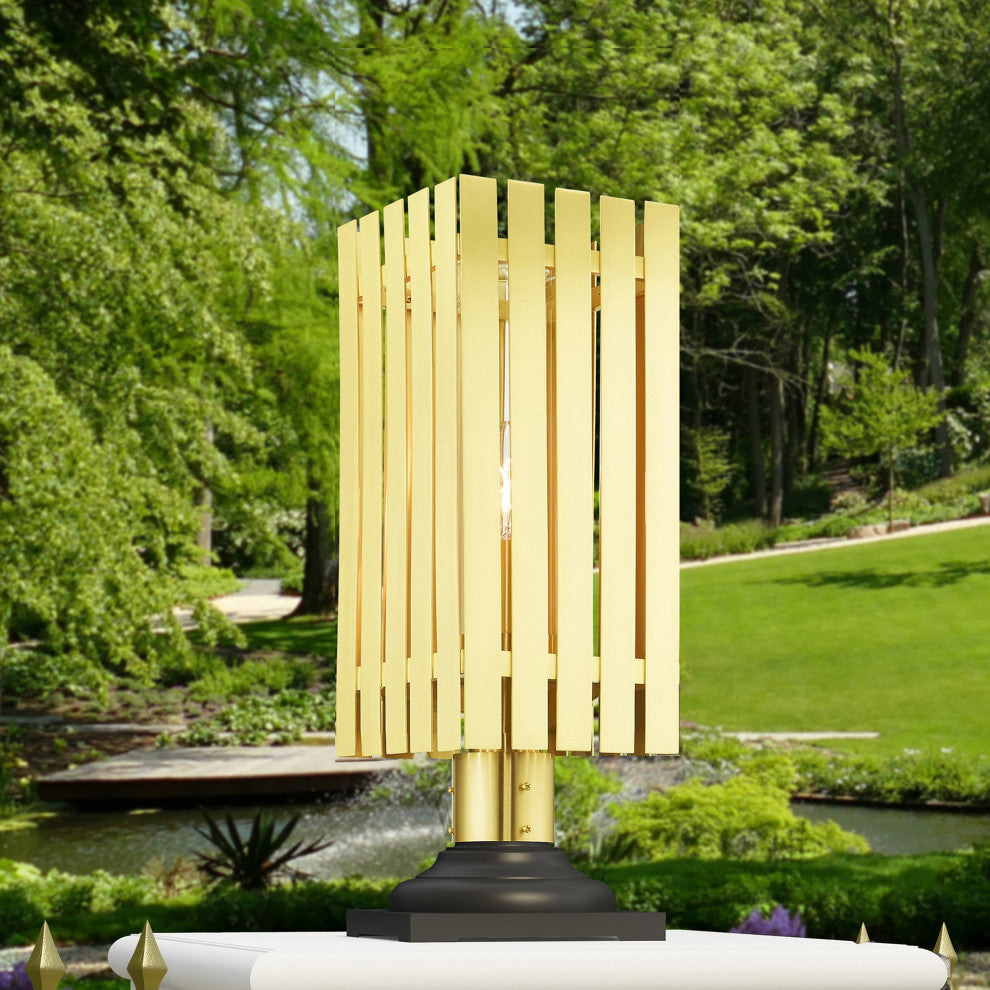 Livex Lighting Greenwich 1 Light Satin Brass Large Outdoor Post Top Lantern
