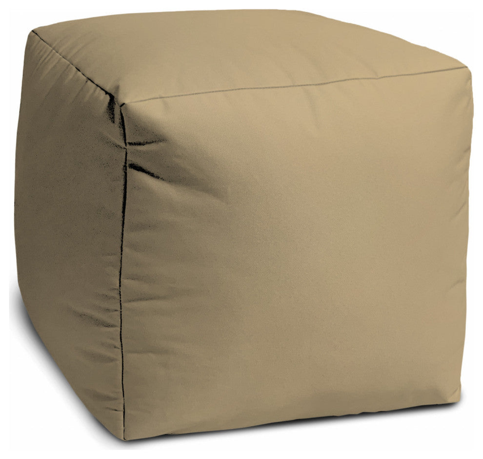 17  Cool Khaki Tan Solid Color Indoor Outdoor Pouf Ottoman