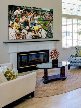 "Catching Home Run Ball" Painting Print on Canvas by Stevan Dohanos