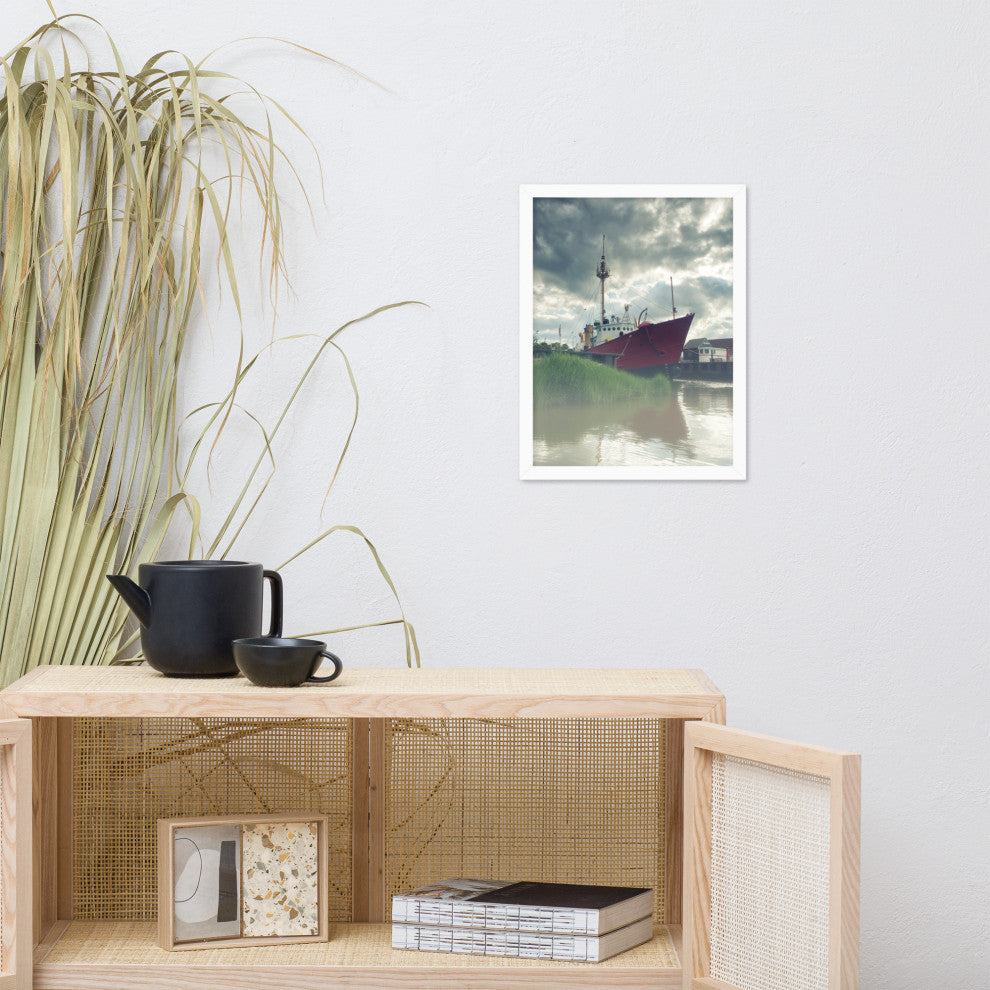 Foggy River Coastal Landscape Framed Photo Paper Wall Art Prints, White, 12" X 16"