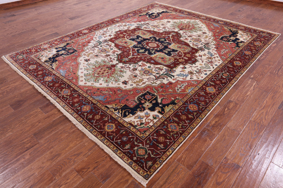 7' 11" X 10' 0" Handmade Persian Fine Serapi Wool Rug - Q14686
