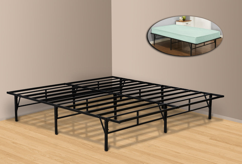 Chara Metal Platform Slatted Bed Frame, Black, King