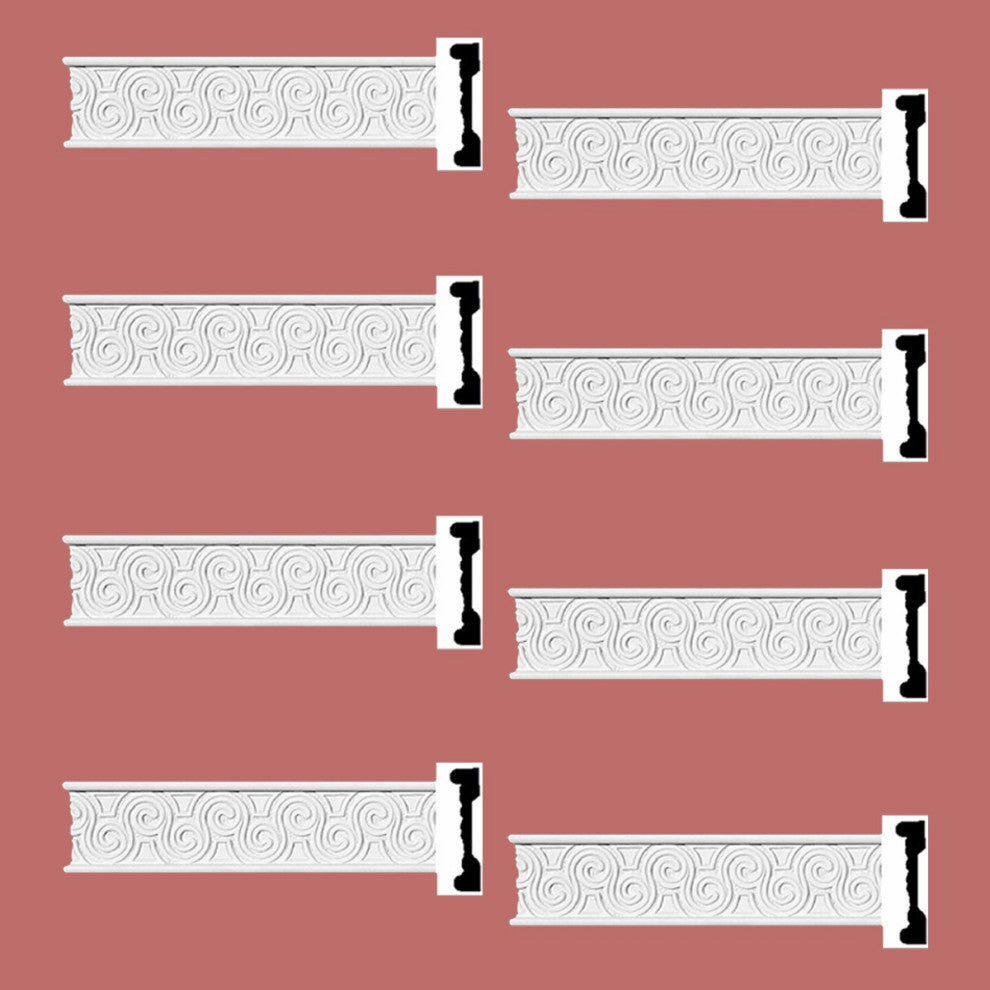 Crown Molding White Urethane Ornate Design 8 Pieces Totaling 768" Length
