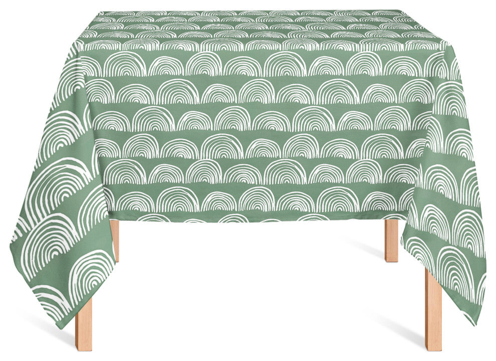 Half Circle Pattern Green 2 58x58 Tablecloth