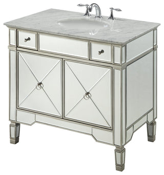 36" Carrara Marble Mirror Reflection Ashlyn Bathroom Vanity