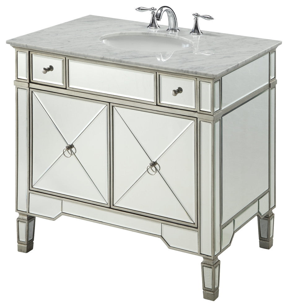 36" Carrara Marble Mirror Reflection Ashlyn Bathroom Vanity