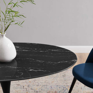 Lippa 48" Artificial Marble Dining Table, Black Black