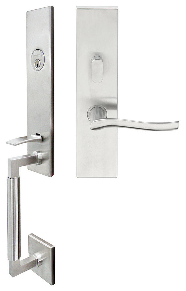 Waterfall Lever, Mortise Entry Handleset, Left Hand, Satin Stainless Steel