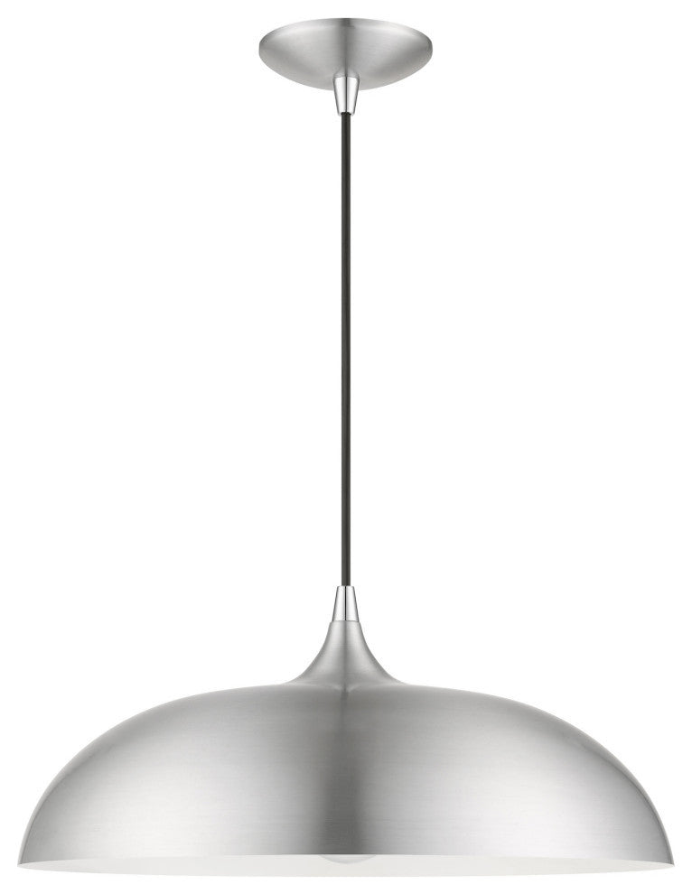 Amador 1 Light Brushed Aluminum With Polished Chrome Accents Pendant
