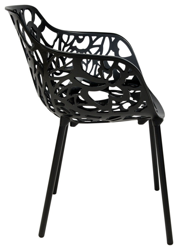 LeisureMod Modern Devon Aluminum Chair, Set of 2 Black