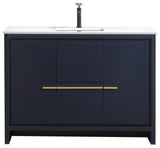 KubeBath Dolce 48" Bathroom Vanity With White Quartz Countertop, Ash Gray, Blue