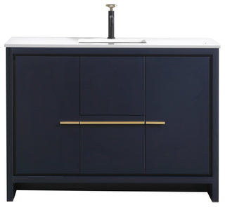 KubeBath Dolce 48" Bathroom Vanity With White Quartz Countertop, Ash Gray, Blue