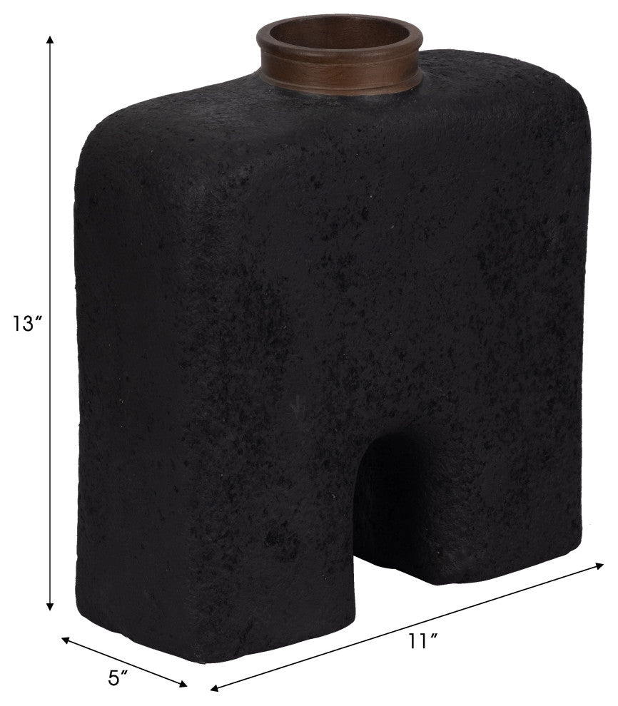 Ecomix, 13"H Abstract Vase, Black