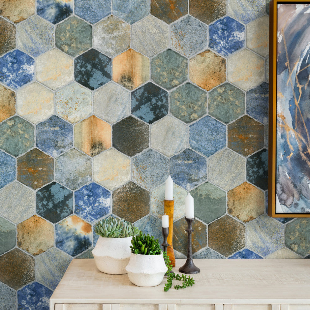 Dorne Hex Mix Porcelain Floor and Wall Tile