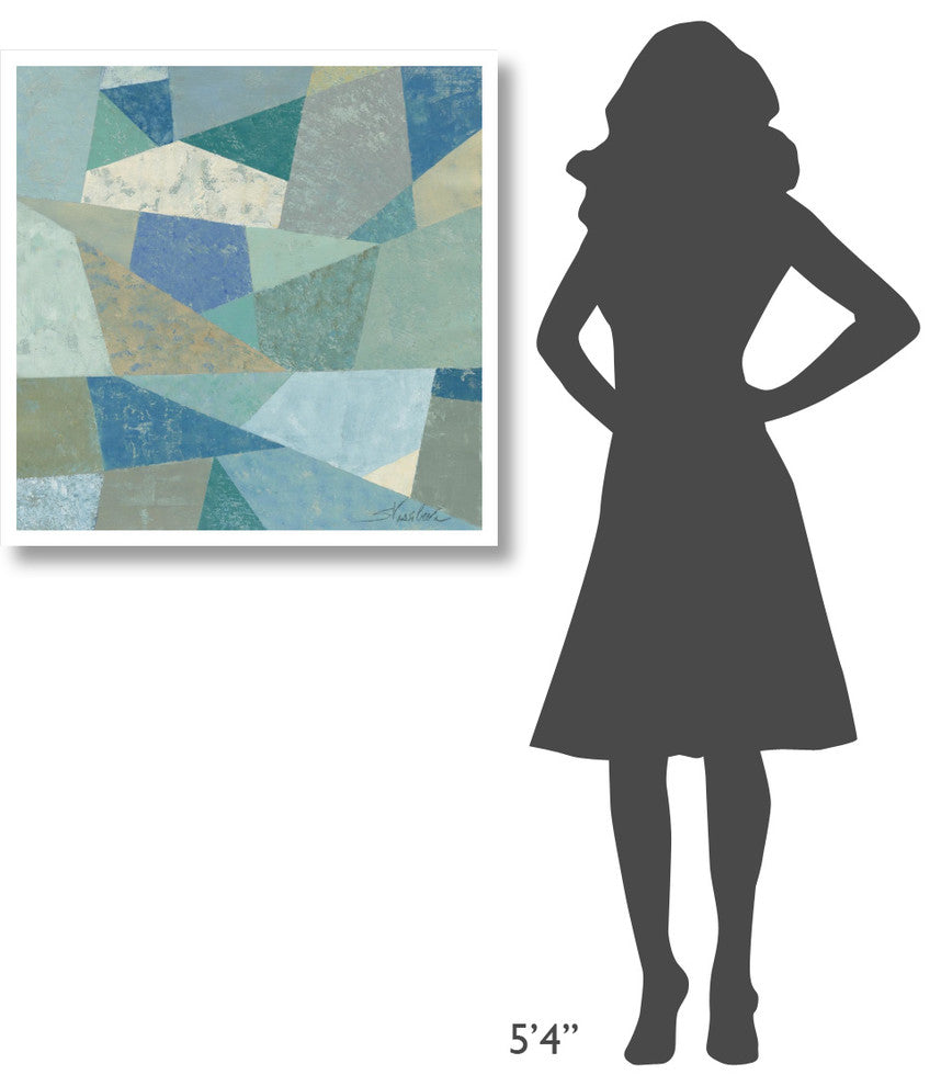 "Teal Geo Metric" Digital Paper Print by Silvia Vassileva, 32"x32"