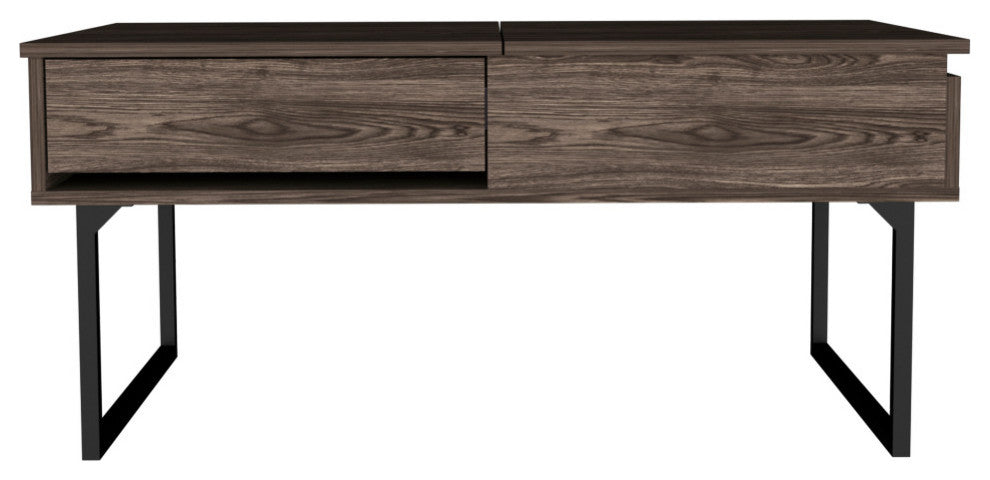 Hamilton Liftable Top Coffee Table with Drawer, Dark Walnut