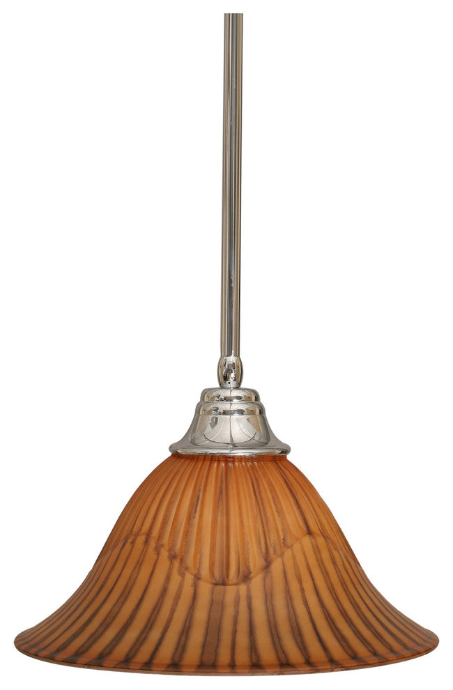 Stem Pendant In Chrome, 14" Tiger Glass