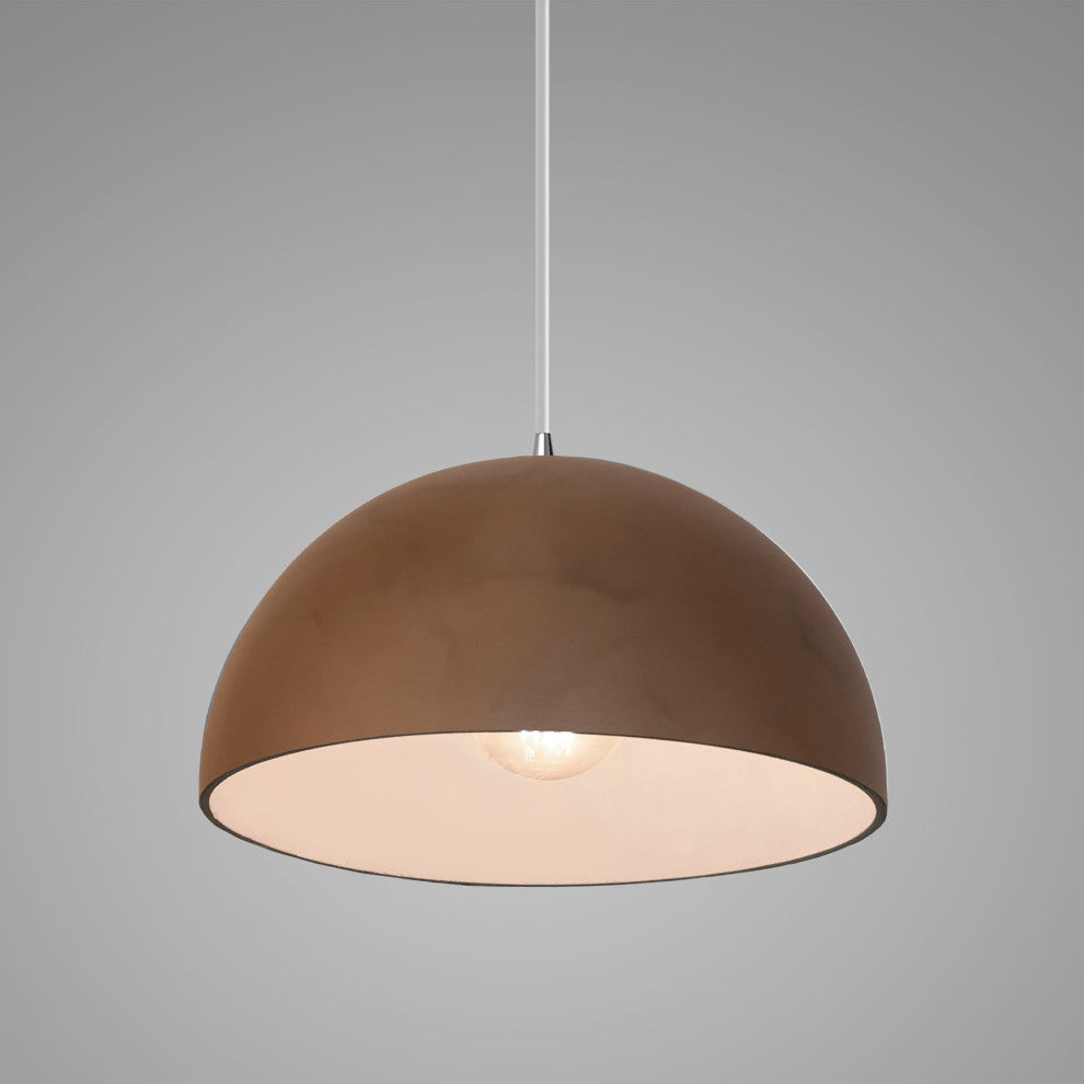 Dome 1-Light Pendant, Terra Cotta, Polished Chrome, White Cord