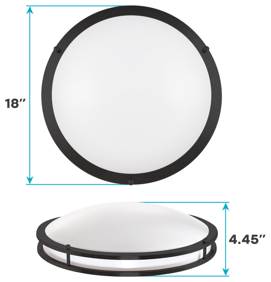 Luxrite 18" LED Flush Mount 5 Color Options 24W 2160lm Matte Black