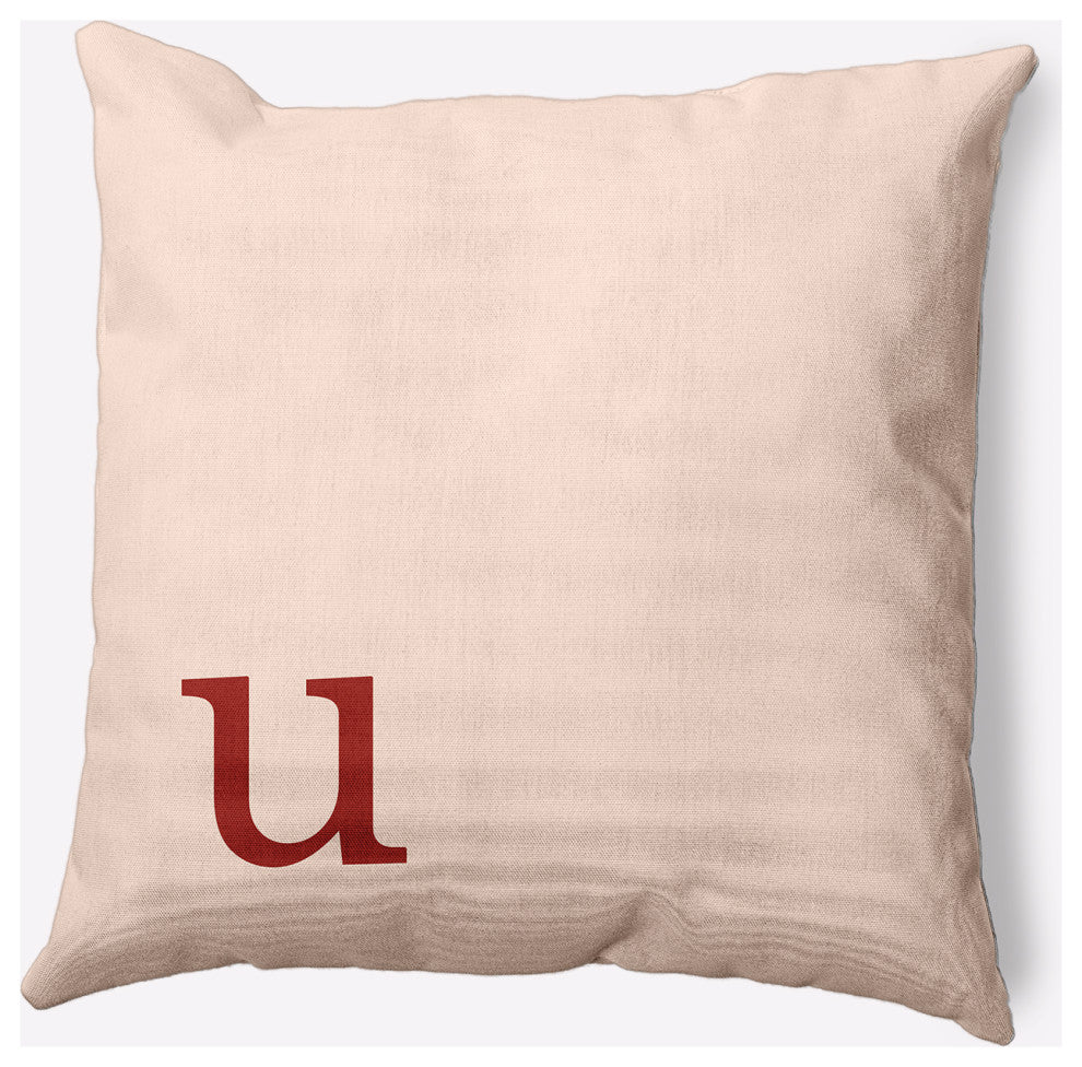 20" x 20" Modern Monogram Indoor/Outdoor Polyester Throw Pillow, Maple Red