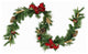 6'' x 10" Pine with Red Balls Poinsettias Gold Pine Cones and Berries Garland