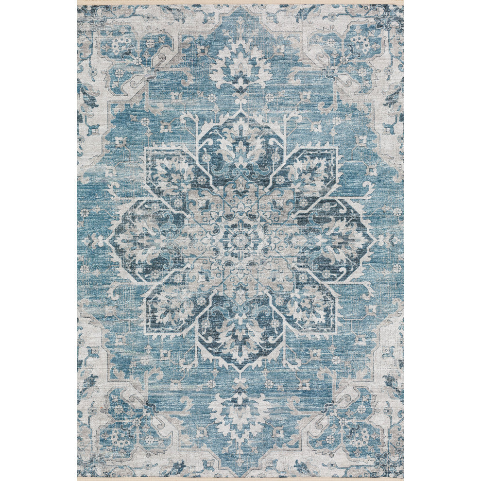 Indoor/Outdoor Marbella MB3 Denim Machine Washable 3' x 5' Rug