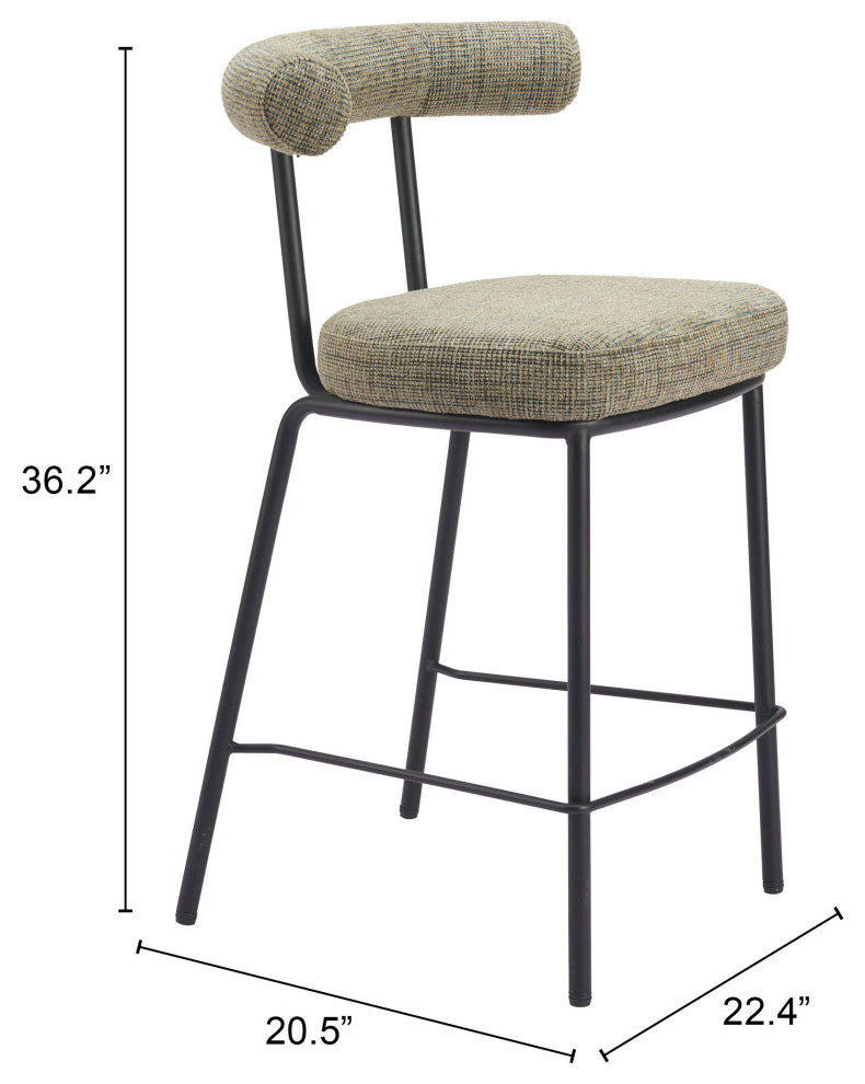 Kede Counter Stool Green Tweed