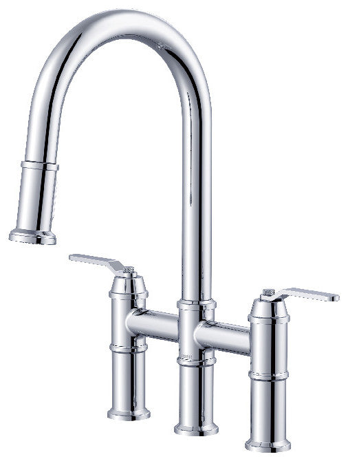 Kinzie Two Handle Pull-Down Bridge, Chrome