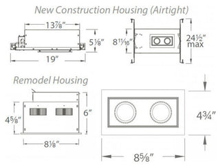 Mini Multiple LED Two-Light Remodel Housing With and-Light 2700K Flood, White
