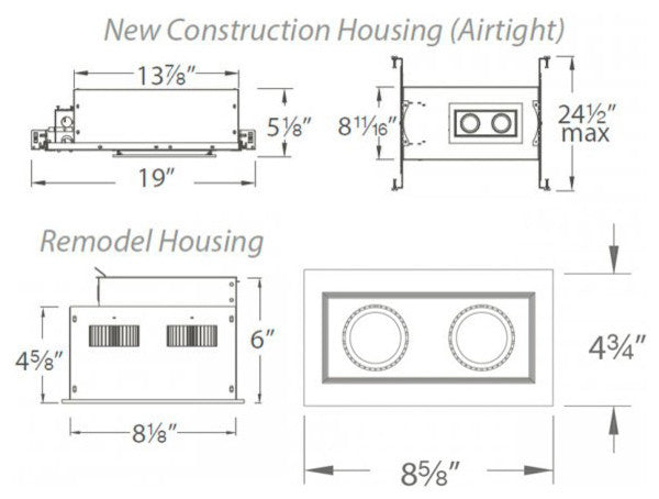 Mini Multiple LED Two-Light Remodel Housing With and-Light 2700K Flood, White
