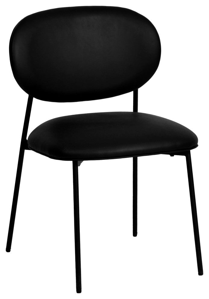 McKenzie Vegan Leather Stackable Dining Chair, Set of 2, Black
