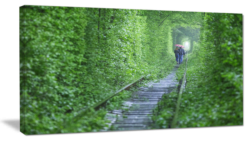 Couple Walking into Tunnel, Landscape Canvas Art Print, 32"x16"