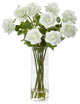 Rose Artificial Arrangement in Cylinder Vase, Cream