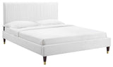 Peyton Performance Velvet Full Platform Bed, White