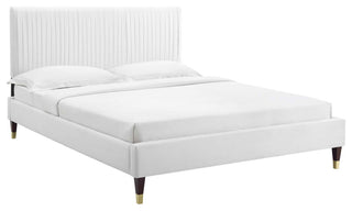 Peyton Performance Velvet Full Platform Bed, White