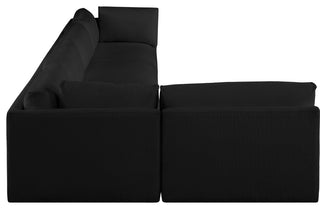 Ease Fabric Upholstered L-Shaped Modular Sectional, Black, 5 Piece: 2 Corner, 3 Armless